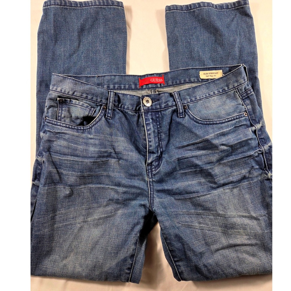 Guess Del Mar Fit Slim Straight Jeans Mens 36x34 Medium Wash Denim X80017DONCO